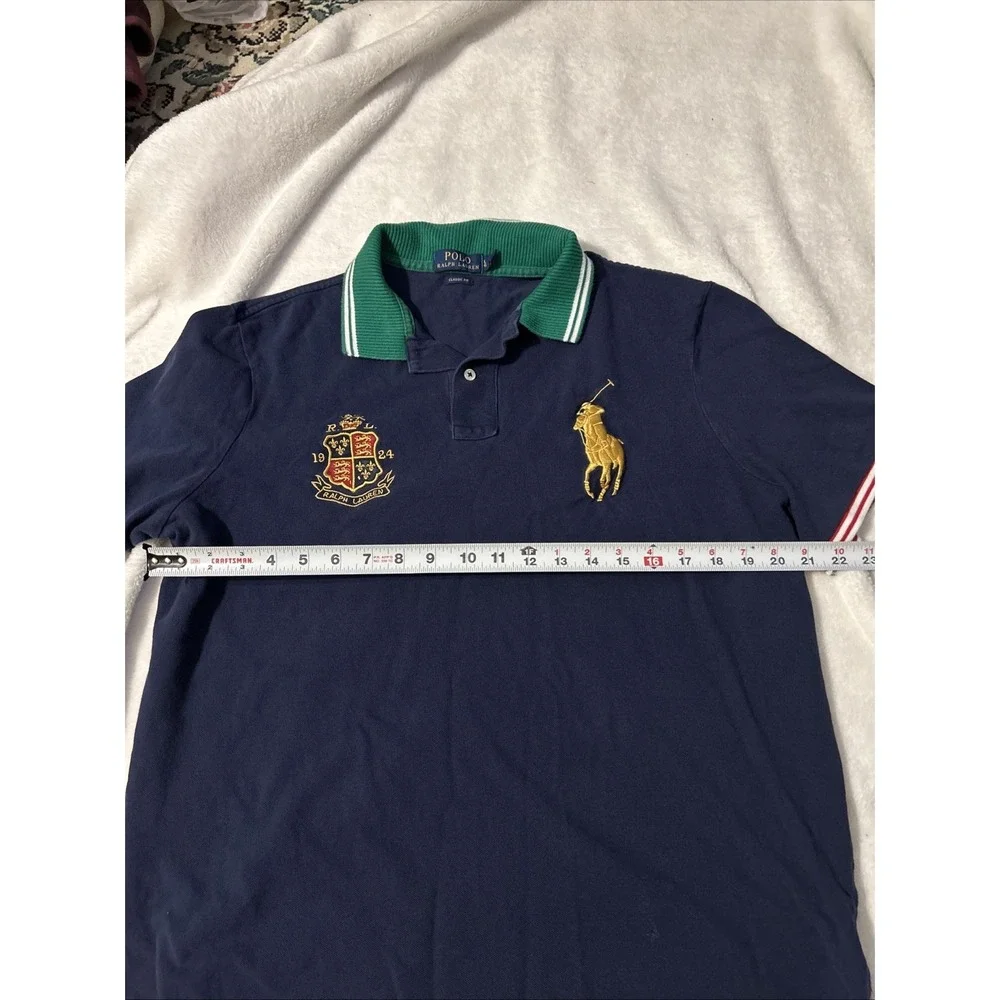 Polo by Ralph Lauren Men's Heraldic‎ Crown Crest Big Pony Navy Polo Shirt Size L